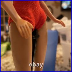 Vintage Barbie Brunette Ponytail #5 Doll With Red Swimsuit Vintage Barbie Brunette Ponytail #5 Doll With Red Swimsuit
