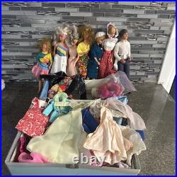 Vintage Barbie Case ken skipper Doll with tons of Clothes 1960s lot of 7