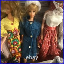 Vintage Barbie Case ken skipper Doll with tons of Clothes 1960s lot of 7