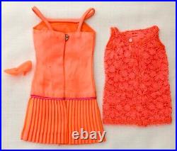 Vintage Barbie Disco Dater #1807 Orange Satin Dress and Lace Overblouse 357-37