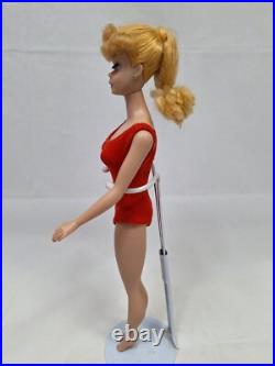 Vintage Barbie Doll #7 Blonde Ponytail in Original Red Suit Mattel Japan 1964