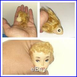 Vintage Barbie Doll Blonde Head ONLY #3 BROWN EYELINER Ponytail EXCELLENT JAPAN
