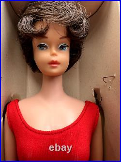 Vintage Barbie Doll Brunette Bubble Cut #850 Red Swimsuit Box Liner Stand Shoes