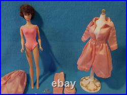 Vintage Barbie Doll Brunette Bubble Cut With Sparkling Pink gift set