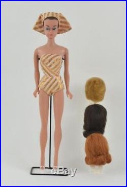 Vintage Barbie Doll Fashion Queen #13 WithShoes Stand Swimsuit Turban Wigs Japan