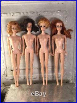 Vintage Barbie Doll Fashion Queen 1960s Japan Straight Leg Red Blonde Lot Of 4
