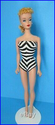 Vintage Barbie Doll PONYTAIL #4 Light Wheat Blonde Hair Zebra Swimsuit