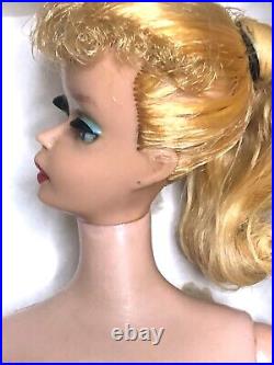 Vintage Barbie Doll PONYTAIL BLONDE #5 ORIGINAL BOX Swimsuit Stand NO GREEN 1961