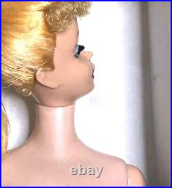 Vintage Barbie Doll PONYTAIL BLONDE #5 ORIGINAL BOX Swimsuit Stand NO GREEN 1961