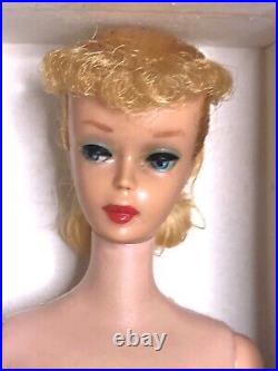 Vintage Barbie Doll PONYTAIL BLONDE #5 ORIGINAL BOX Swimsuit Stand NO GREEN 1961