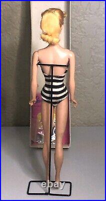 Vintage Barbie Doll PONYTAIL BLONDE #5 ORIGINAL BOX Swimsuit Stand NO GREEN 1961