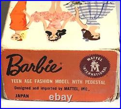 Vintage Barbie Doll PONYTAIL BLONDE #5 ORIGINAL BOX Swimsuit Stand NO GREEN 1961