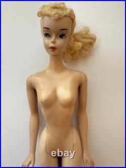 Vintage Barbie Doll Ponytail # 3 Blonde with Brown Eyeliner, Mattel 1960s Japan
