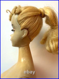 Vintage Barbie Doll Ponytail # 3 Blonde with Brown Eyeliner, Mattel 1960s Japan
