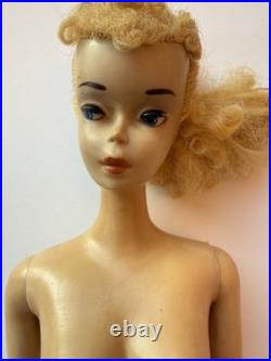 Vintage Barbie Doll Ponytail # 3 Blonde with Brown Eyeliner, Mattel 1960s Japan