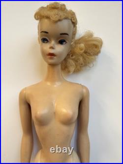 Vintage Barbie Doll Ponytail # 3 Blonde with Brown Eyeliner, Mattel 1960s Japan