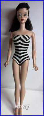 Vintage Barbie Doll Ponytail # 4 Brunette with Swimsuit 1960s Mattel