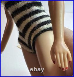 Vintage Barbie Doll Ponytail # 4 Brunette with Swimsuit 1960s Mattel