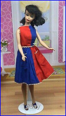 Vintage Barbie Doll Ponytail #5 Brunettet, Mattel 1960s Japan, w Vtg Dress Shoes