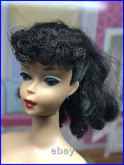 Vintage Barbie Doll Ponytail #5 Brunettet, Mattel 1960s Japan, w Vtg Dress Shoes