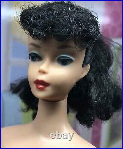 Vintage Barbie Doll Ponytail #5 Brunettet, Mattel 1960s Japan, w Vtg Dress Shoes