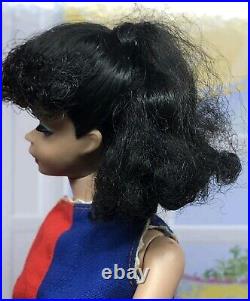 Vintage Barbie Doll Ponytail #5 Brunettet, Mattel 1960s Japan, w Vtg Dress Shoes