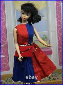 Vintage Barbie Doll Ponytail #5 Brunettet, Mattel 1960s Japan, w Vtg Dress Shoes