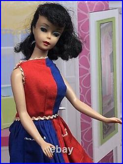 Vintage Barbie Doll Ponytail #5 Brunettet, Mattel 1960s Japan, w Vtg Dress Shoes