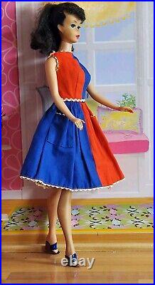 Vintage Barbie Doll Ponytail #5 Brunettet, Mattel 1960s Japan, w Vtg Dress Shoes