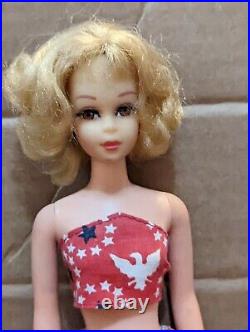 Vintage Barbie Doll with Bendable Legs, Blonde Hair, Made In Japan, Stamped 1966