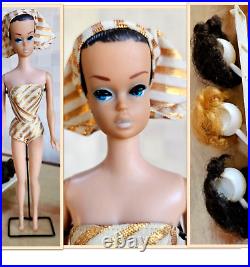 Vintage Barbie Fashion Queen White Lip Original Suit, Cap, Wigs Beautiful