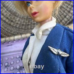 Vintage Barbie Japan 1965 American Airlines Stewardess No Shoes Good Shape