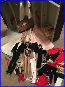 Vintage Barbie & Ken Doll Case Clothes Accessories Lot 1962 Mattel Japan
