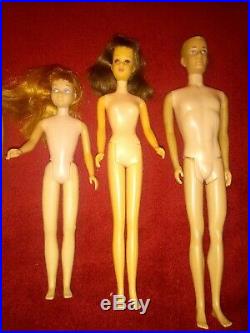 Vintage Barbie Lot of 7 1960s japan. Barbie, Ken Skipper, Midge, and Francie