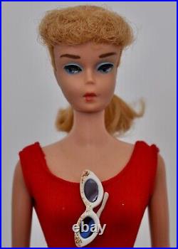 Vintage Barbie Mattel 1962 BLONDE Hair #6 PONYTAIL #850 Red Helena Shoes VGUC