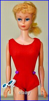 Vintage Barbie Mattel 1962 BLONDE Hair PONYTAIL #850 Red Helena Shoes Glasses