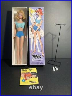 Vintage Barbie Midge Blonde Mattel withbox swimsuit/booklet/shoes VG
