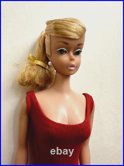 Vintage Barbie Platinum Blonde SWIRL PONYTAIL Doll with Red Swimsuit, GORGEOUS