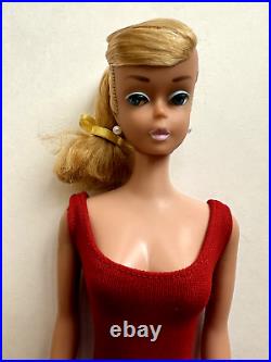 Vintage Barbie Platinum Blonde SWIRL PONYTAIL Doll with Red Swimsuit, GORGEOUS