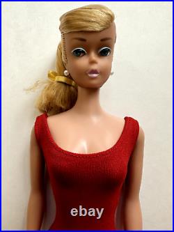 Vintage Barbie Platinum Blonde SWIRL PONYTAIL Doll with Red Swimsuit, GORGEOUS