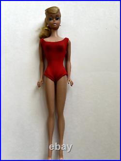 Vintage Barbie Platinum Blonde SWIRL PONYTAIL Doll with Red Swimsuit, GORGEOUS