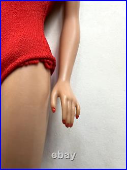Vintage Barbie Platinum Blonde SWIRL PONYTAIL Doll with Red Swimsuit, GORGEOUS