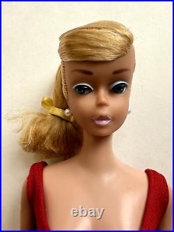 Vintage Barbie Platinum Blonde SWIRL PONYTAIL Doll with Red Swimsuit, GORGEOUS