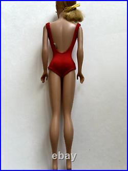 Vintage Barbie Platinum Blonde SWIRL PONYTAIL Doll with Red Swimsuit, GORGEOUS