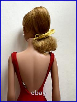 Vintage Barbie Platinum Blonde SWIRL PONYTAIL Doll with Red Swimsuit, GORGEOUS
