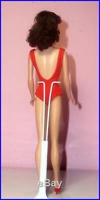 Vintage Barbie Ponytail #6 Model #850 Brunette Beautiful Face OSS Red Mules ExcC