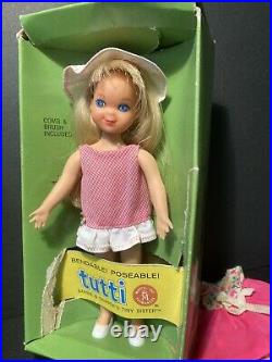 Vintage Barbie TUTTI Mattel Doll Box Clothes Shoes Case GOOD-EXC