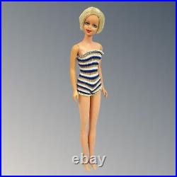 Vintage Barbie TWIGGY Doll #1185 TNT Bend Legs 1967 In Striped Swimsuit