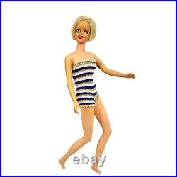 Vintage Barbie TWIGGY Doll #1185 TNT Bend Legs 1967 In Striped Swimsuit