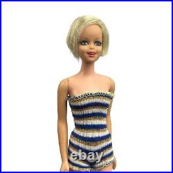 Vintage Barbie TWIGGY Doll #1185 TNT Bend Legs 1967 In Striped Swimsuit